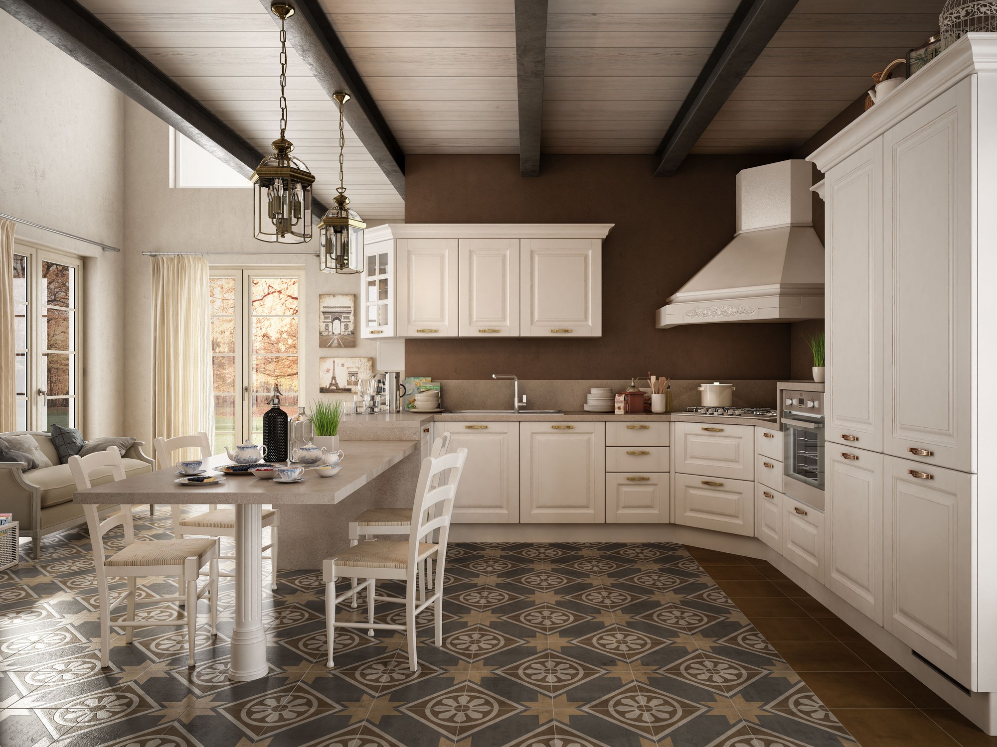 Sira Cucine Sofia · Patinato Bianco — Γωνιακή Άποψη