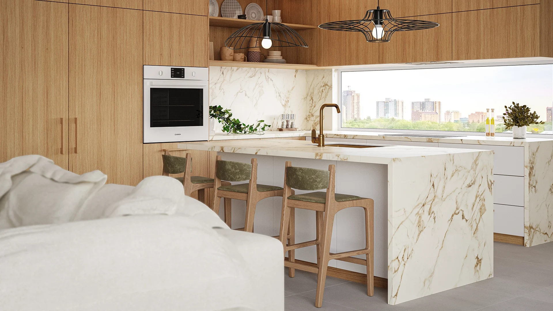 Caesarstone Carrari Blanco — σε χώρο