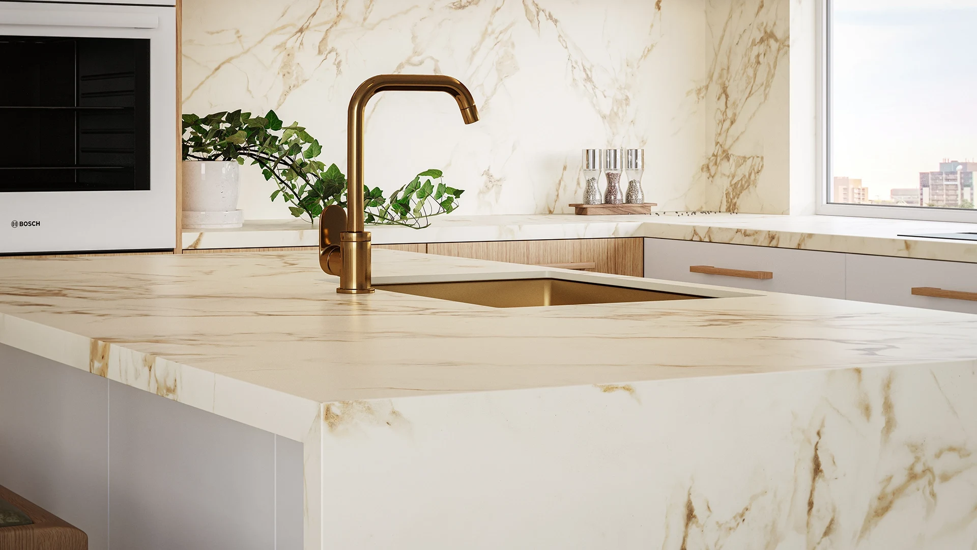 Caesarstone Carrari Blanco — λεπτομέρεια