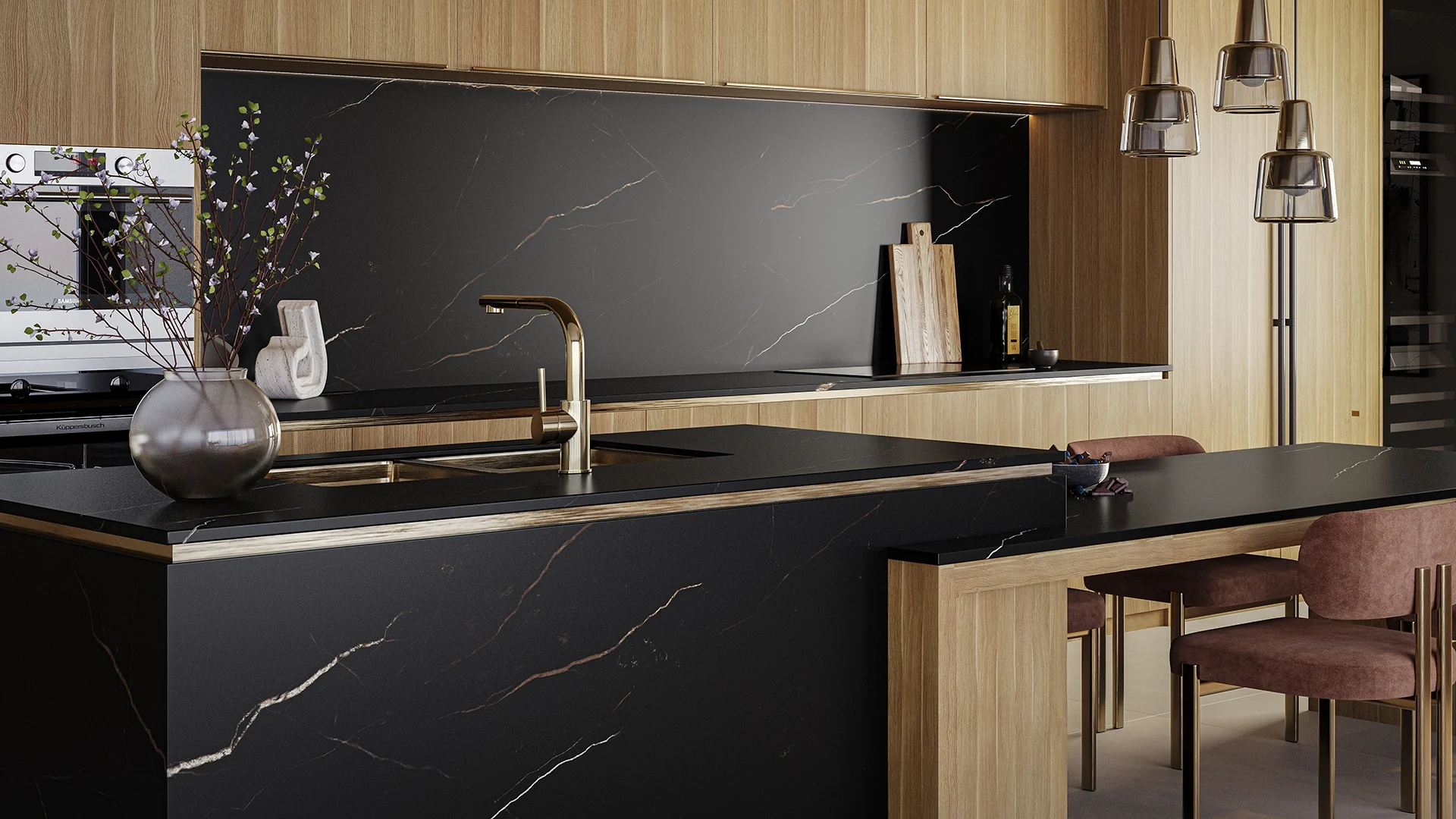 Caesarstone Midnight Spark — σε χώρο